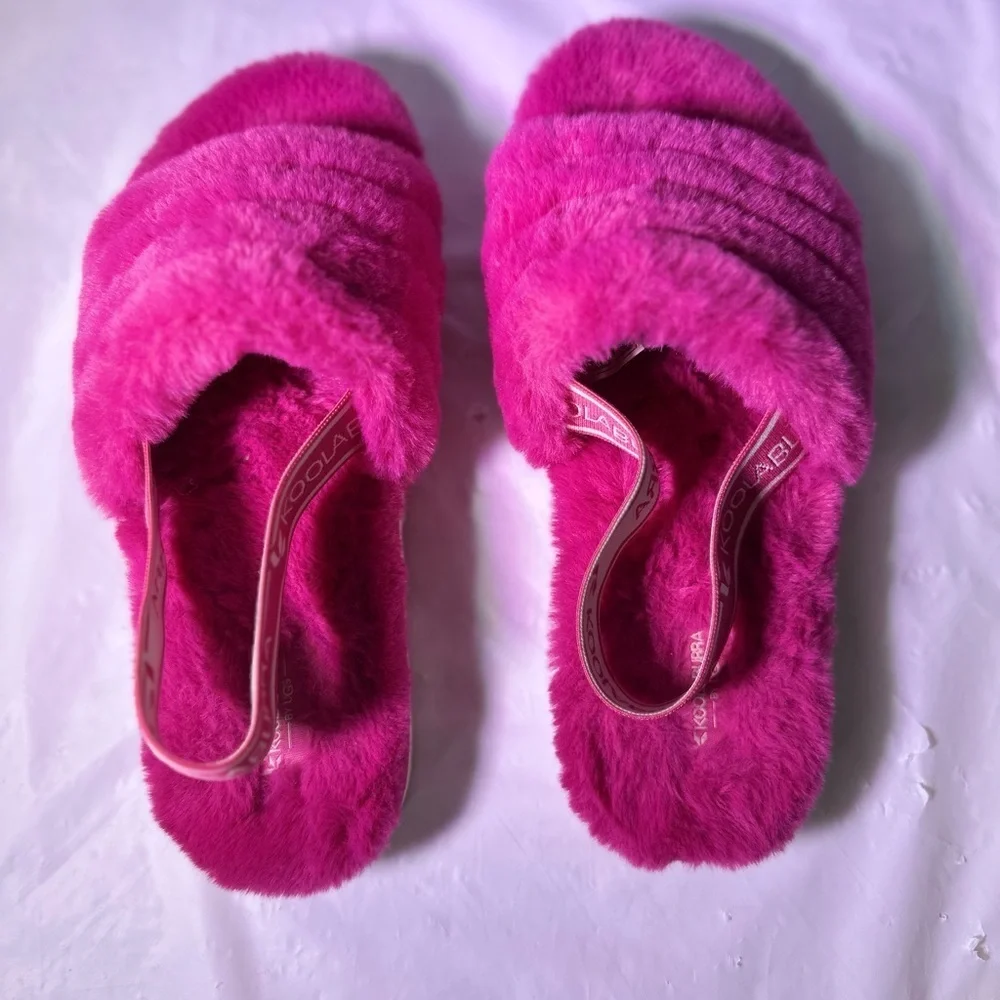 Koolaburra Fuzzy Magenta Kids Slippers